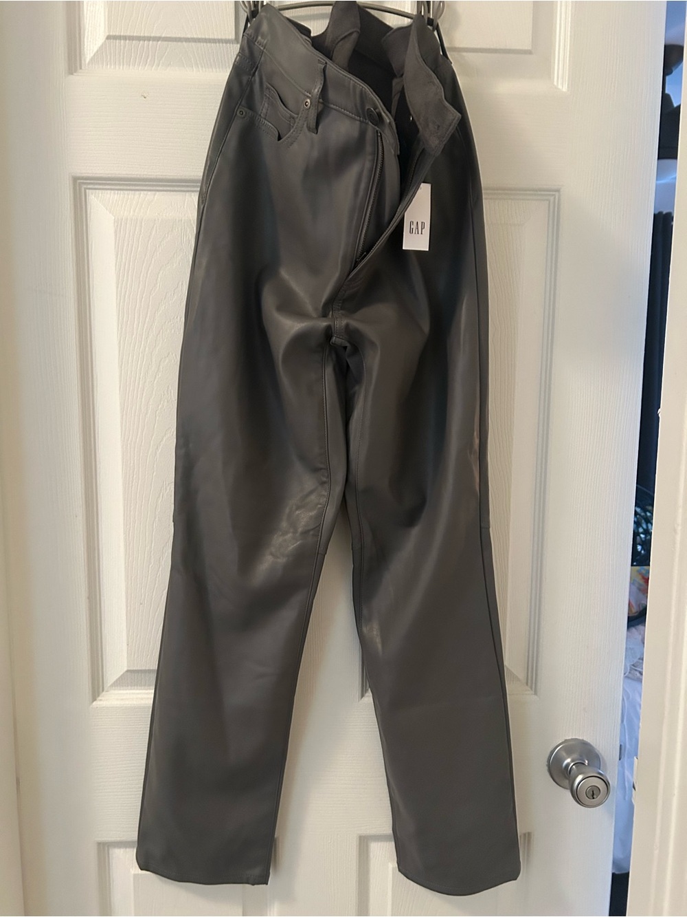 GAP Women's Faux Leather Pants - Grey
